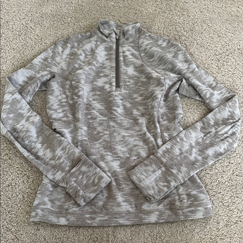 LULULEMON Grey Textured Run Half Zip Pullover 6/S
